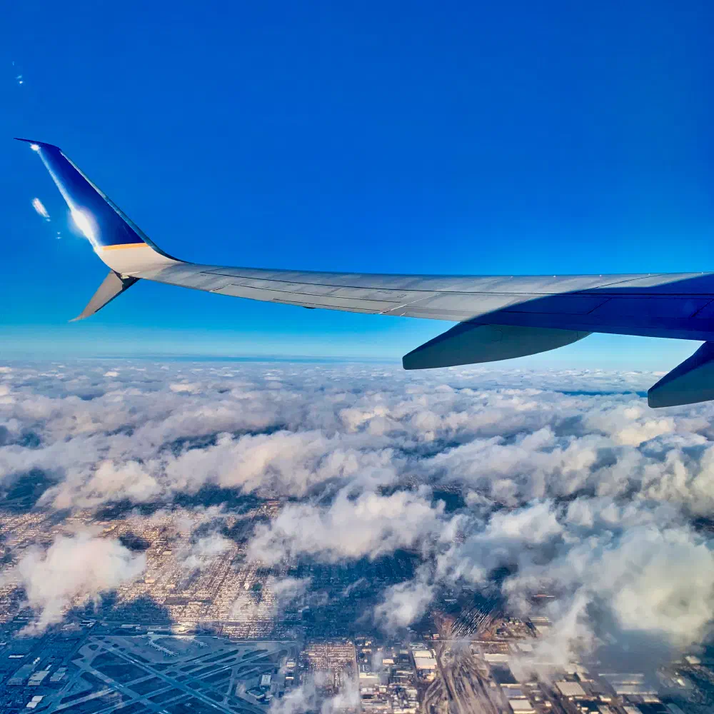 on a plane 2